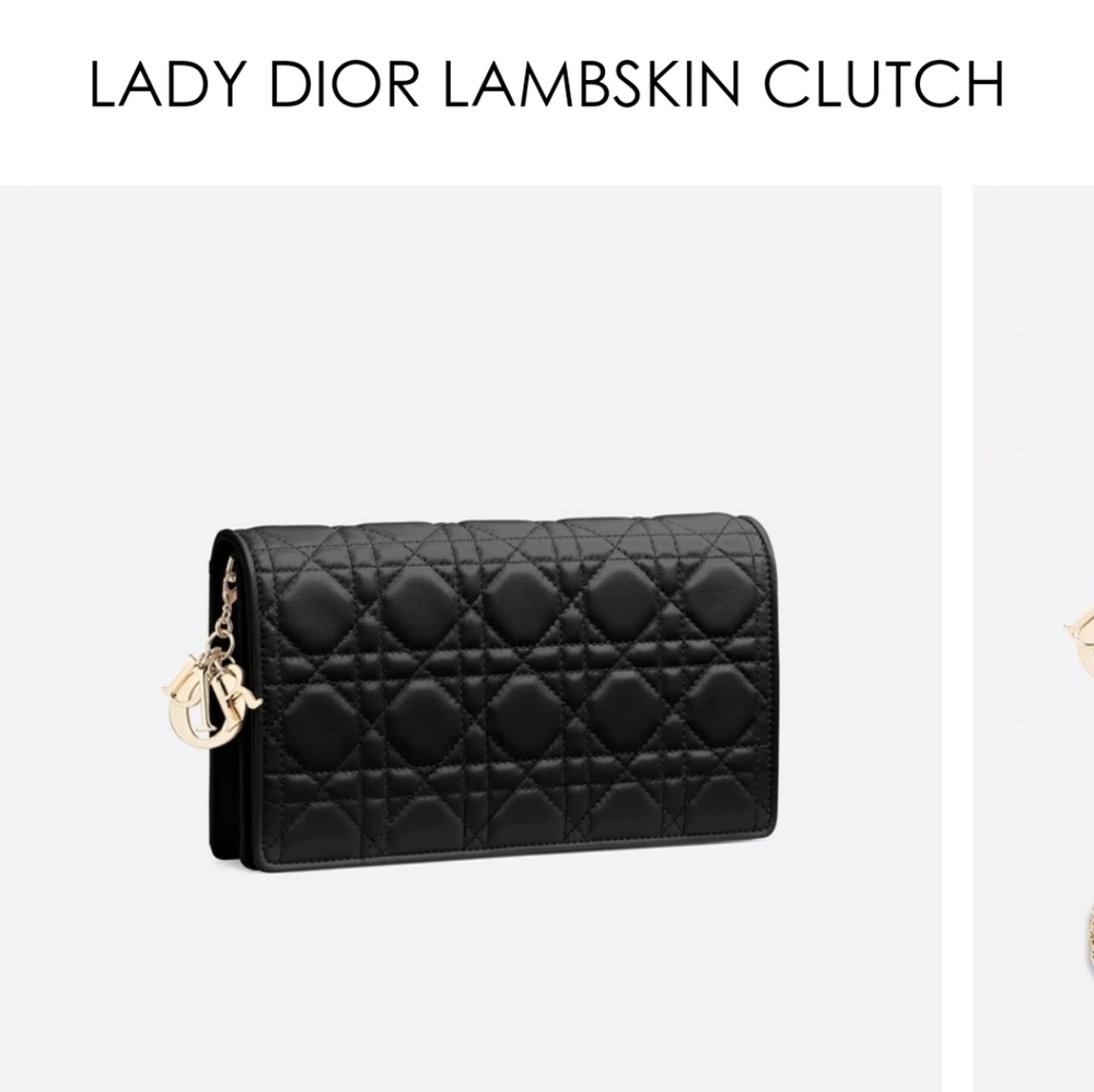 AUTHENTIC - LADY DIOR LAMBSKIN CLUTCH